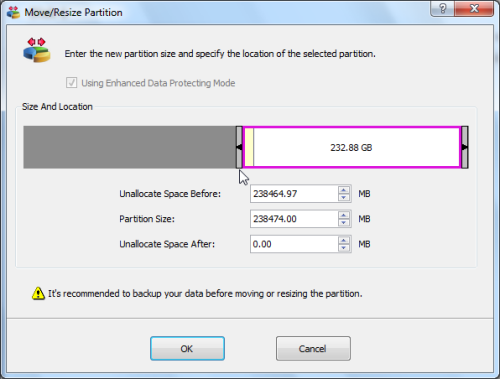 claim the unallocated space