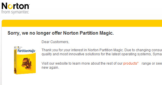 no more symantec partion magic