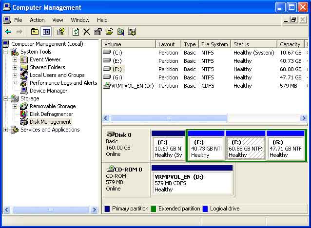 disk management before acronis pc