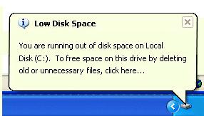 low disk space