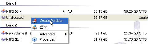 create partition